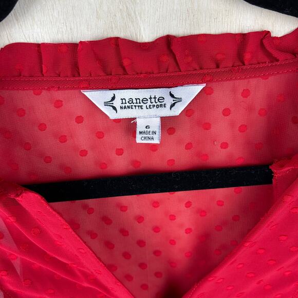 Nanette Lepore Sheer Red Dress Shell Only Size 6 Short Romantic Style - Picture 6 of 6